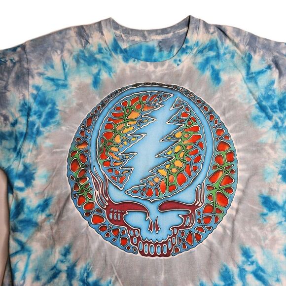 2000 Liquid‎ Blue Grateful Dead Fractal Stealie Blue Tie-Dye Shirt Size Large - Picture 3 of 8
